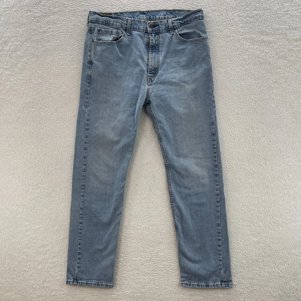 Levi's Jeans Mens 38x34 Blue 505 Straight Medium Wash Regular Fit Denim Workwear